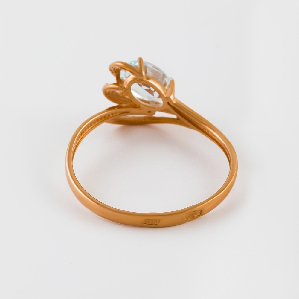 Золотое кольцо Efremof из красного золота 585 пробы со вставками из полудрагоценных камней (топаз и фианит) ЮПК13412265тг, размеры от 16 до 18
