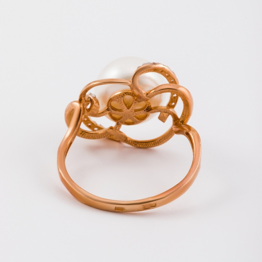 Золотое кольцо Defleur из красного золота 585 пробы  со вставками ( и фианит) ФЖ21413.1, размеры от 16.5 до 18.5