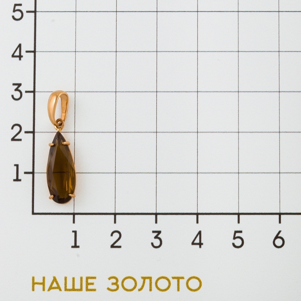 Золотая подвеска Liberty из красного золота 585 пробы со вставками из полудрагоценных камней (раухтопаз) РЫ3000109