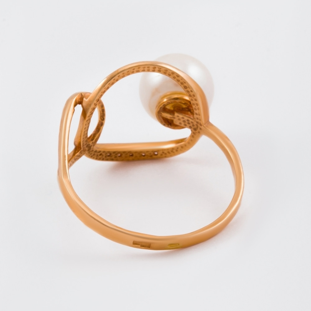Золотое кольцо Defleur из красного золота 585 пробы  со вставками ( и фианит) ФЖ31392.1, размеры от 17 до 19