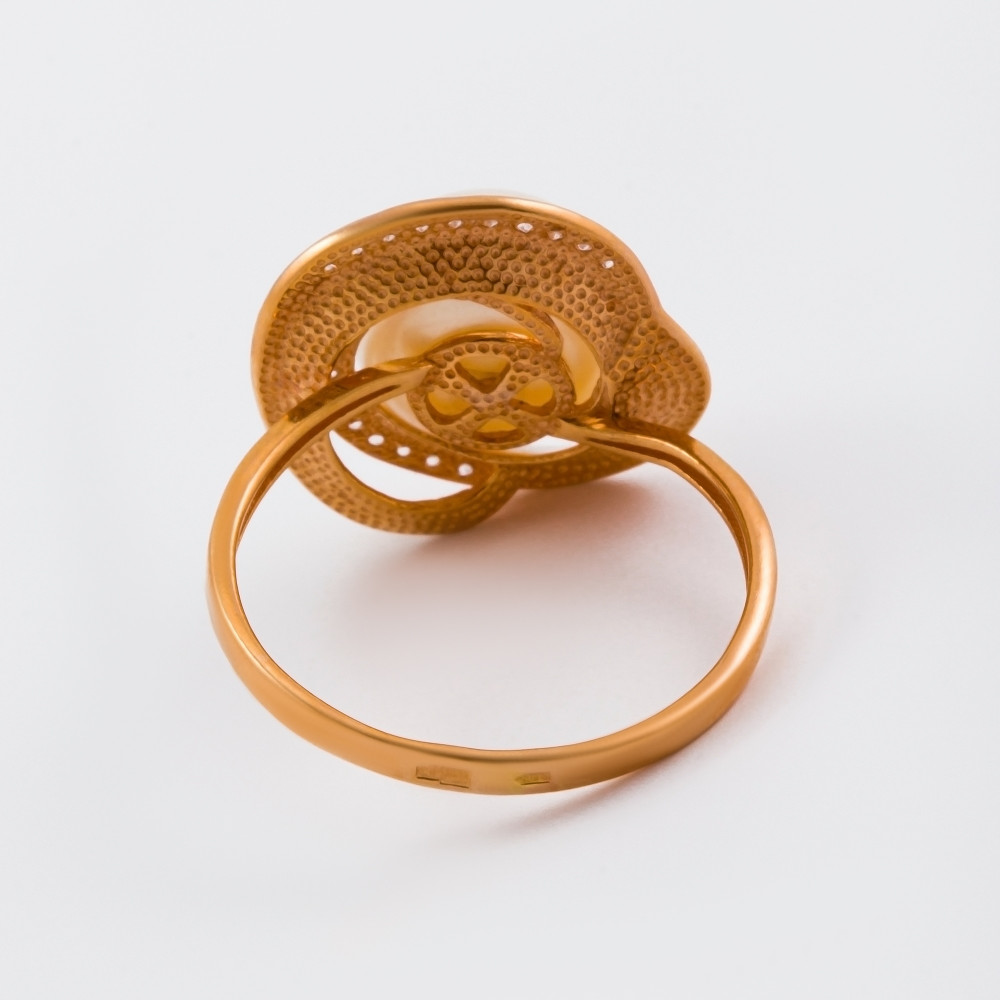 Золотое кольцо Defleur из красного золота 585 пробы  со вставками ( и фианит) ФЖ31381.1, размеры от 17 до 19.5