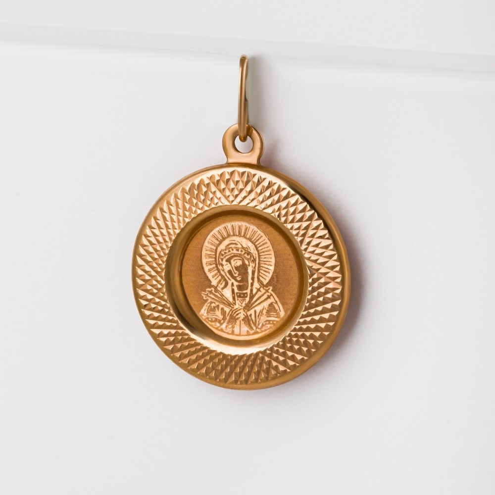 Золотая иконка Голден глоб из красного золота 585 пробы семистрельная и владимирская ГГКРС'