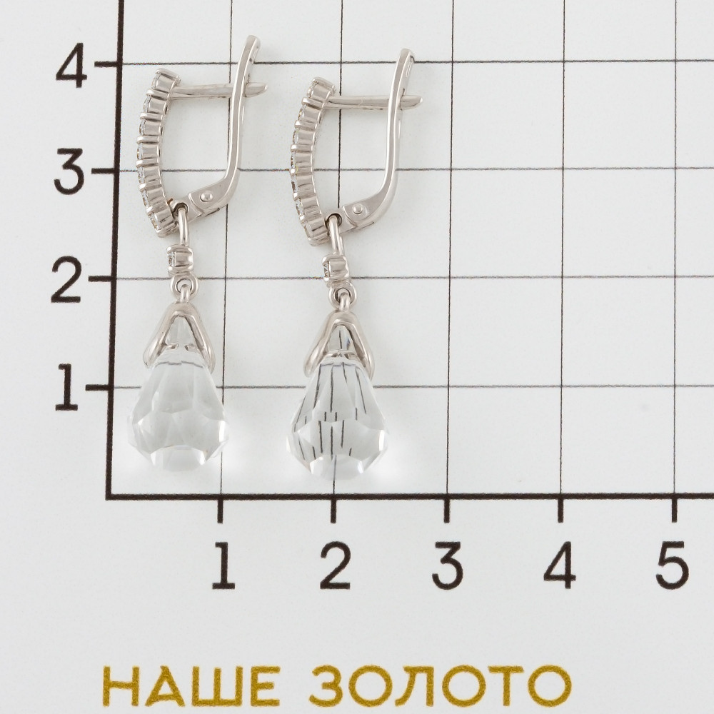 Серебряные серьги подвесные Альтеза  со вставками (фианит и ) А9С20156
