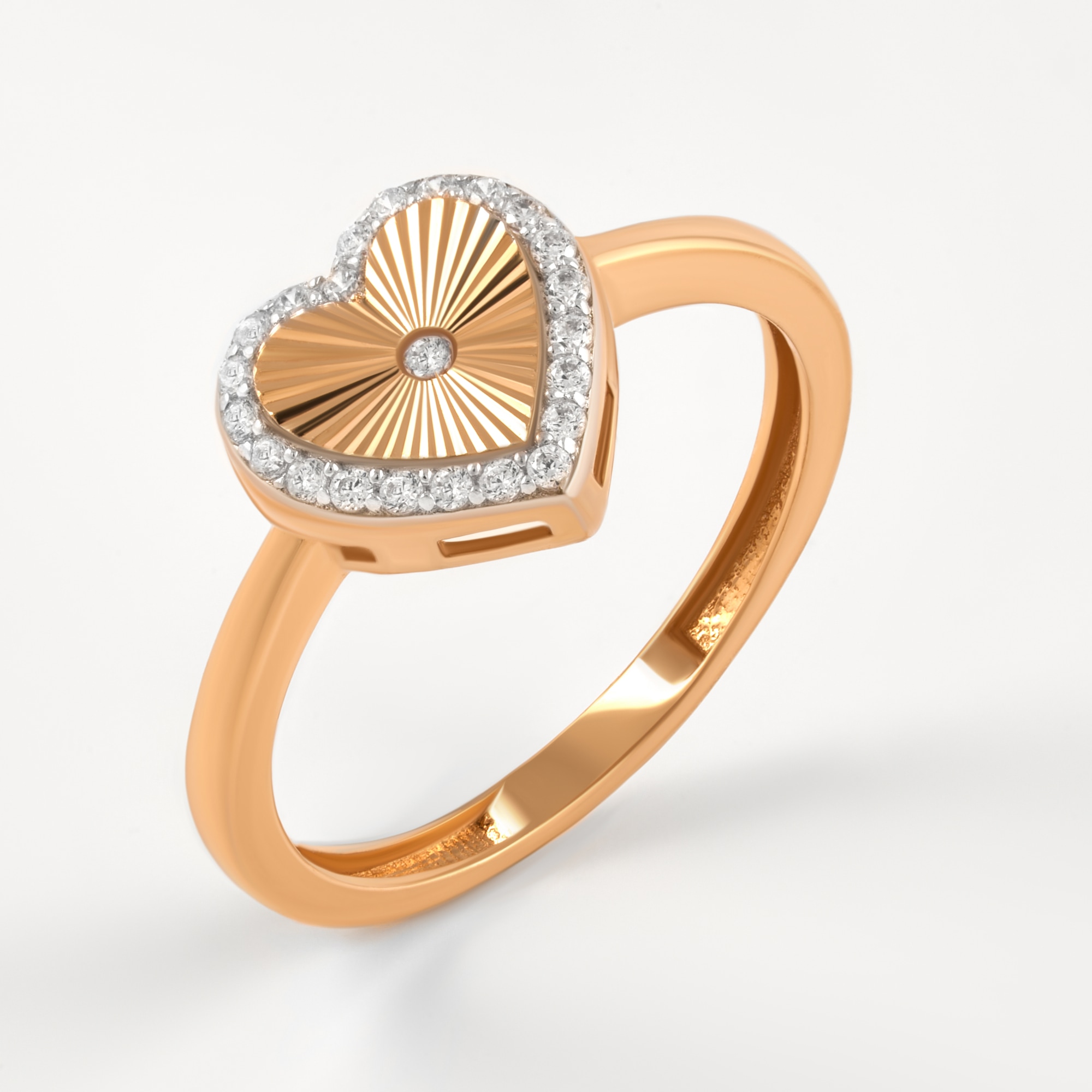 Золотое кольцо Жасмин из красного золота 585 пробы  со вставками (фианит) ЖН22МТКСР00107-РВ, размеры от 15 до 20