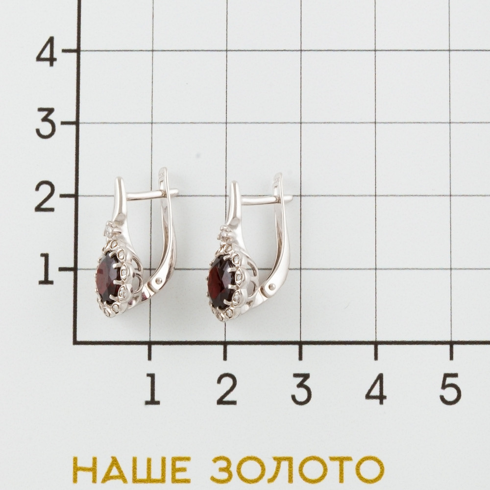 Серебряные серьги Sokolov со вставками из полудрагоценных камней (гранат и фианит) ДИ92021712
