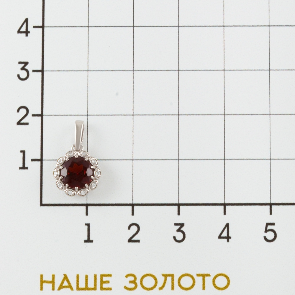 Серебряная подвеска Sokolov со вставками из полудрагоценных камней (гранат и фианит) ДИ92030486