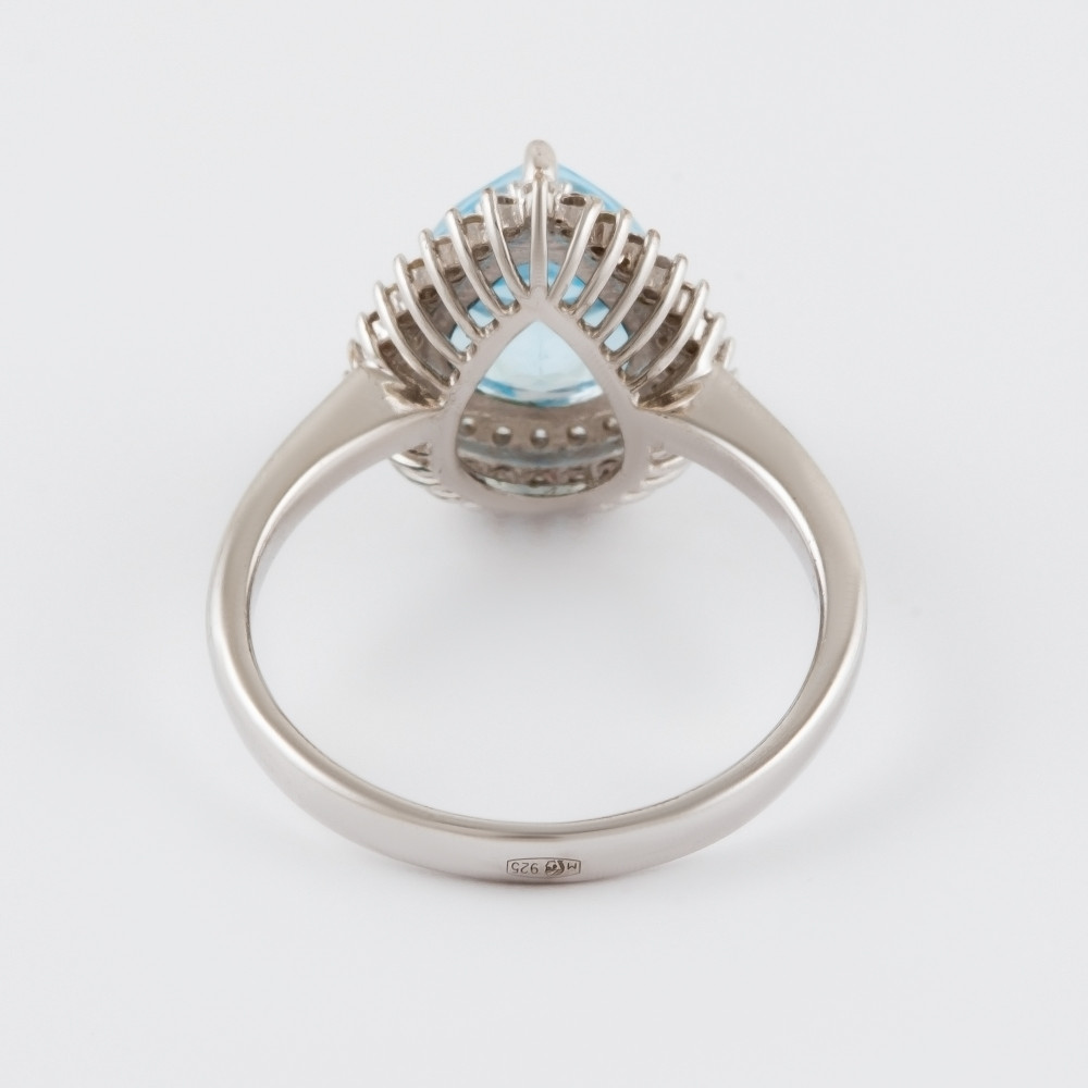 Серебряное кольцо Серебряные крылья со вставками из полудрагоценных камней (топаз и фианит) СЫ210035-32-228, размеры от 16.5 до 18
