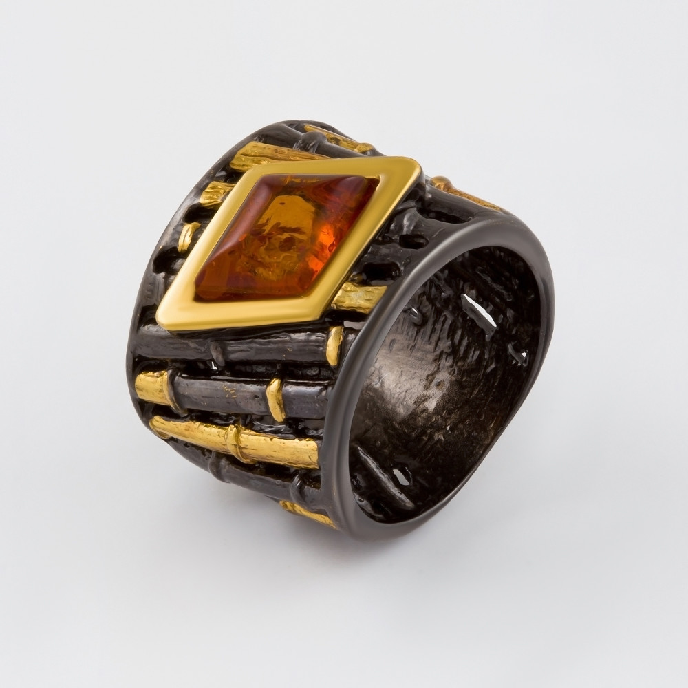 Серебряное кольцо Балтийское золото со вставками из полудрагоценных камней () ЯН71161055, размеры от 18 до 18