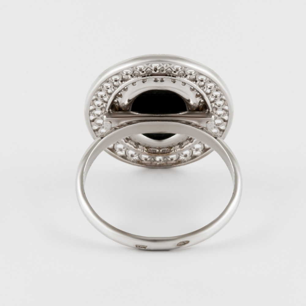 Серебряное кольцо Приволжский ювелир  со вставками (фианит и агат плавленный) ПЮ251186, размеры от 17.5 до 20