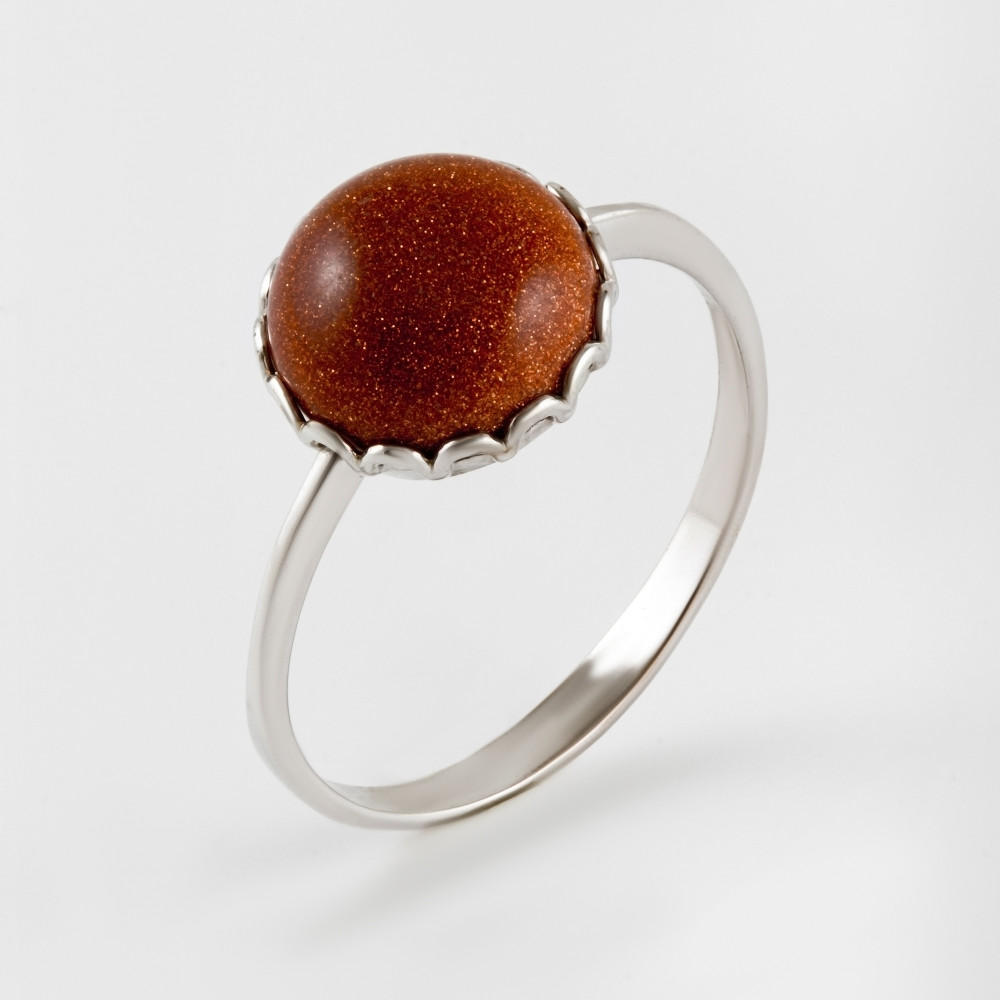 Серебряное кольцо с авантюринами синтами