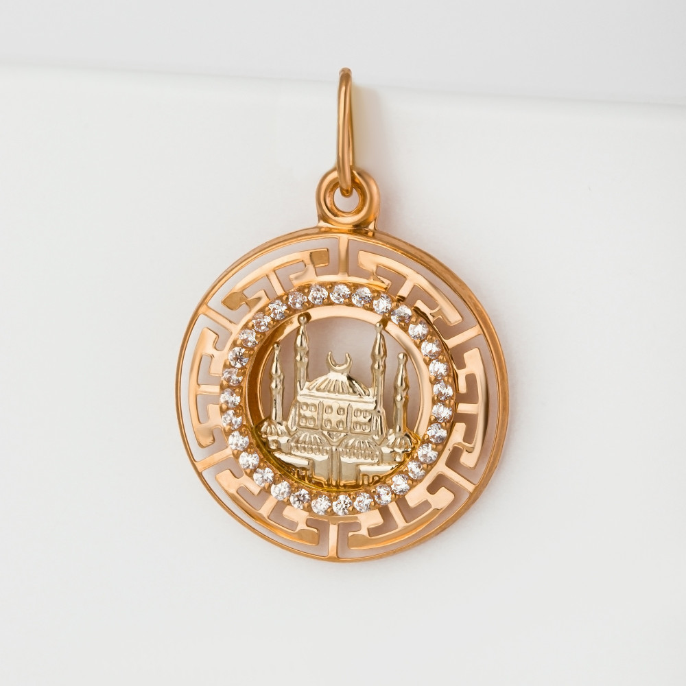 Золотая мечеть Голден глоб из красного золота 585 пробы  со вставками (фианит) ГГКРСВПМФ