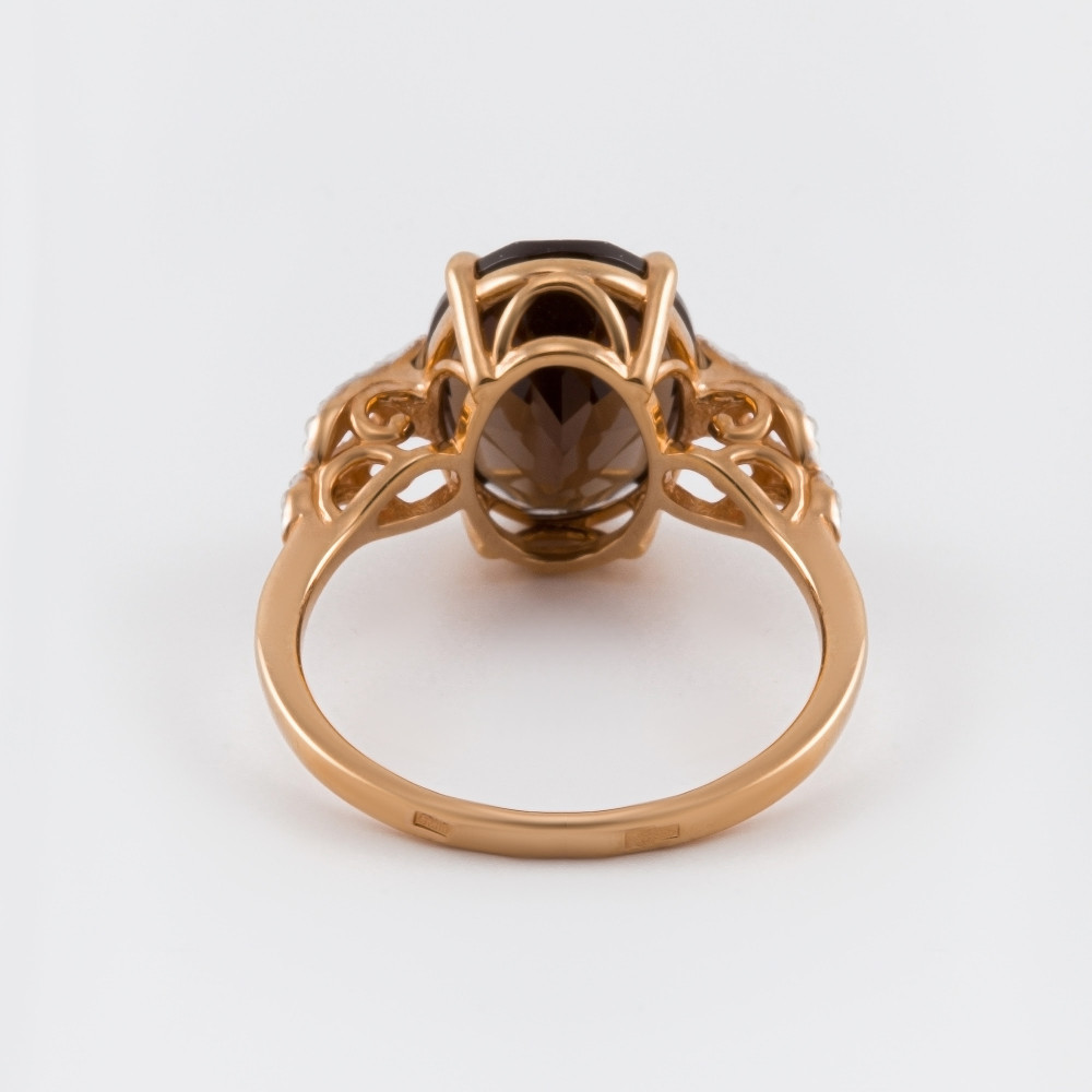 Золотое кольцо New gold из красного золота 585 пробы со вставками из полудрагоценных камней (топаз и фианит) НЮ10202013048тр, размеры от 16.5 до 18.5