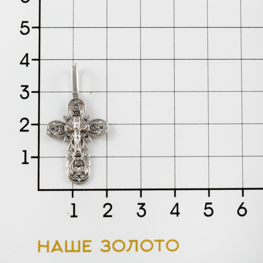 Серебряный крест Вознесенский  со вставками (фианит) 6В3-060-3