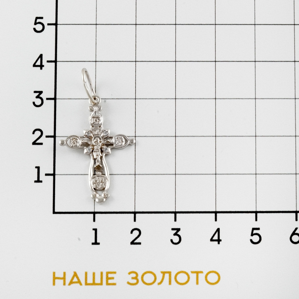Серебряный крест Вознесенский  со вставками (фианит) 6В3-091-8
