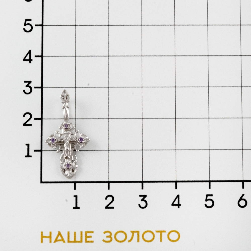 Серебряный крест Вознесенский  со вставками (фианит) 6В3-004-8