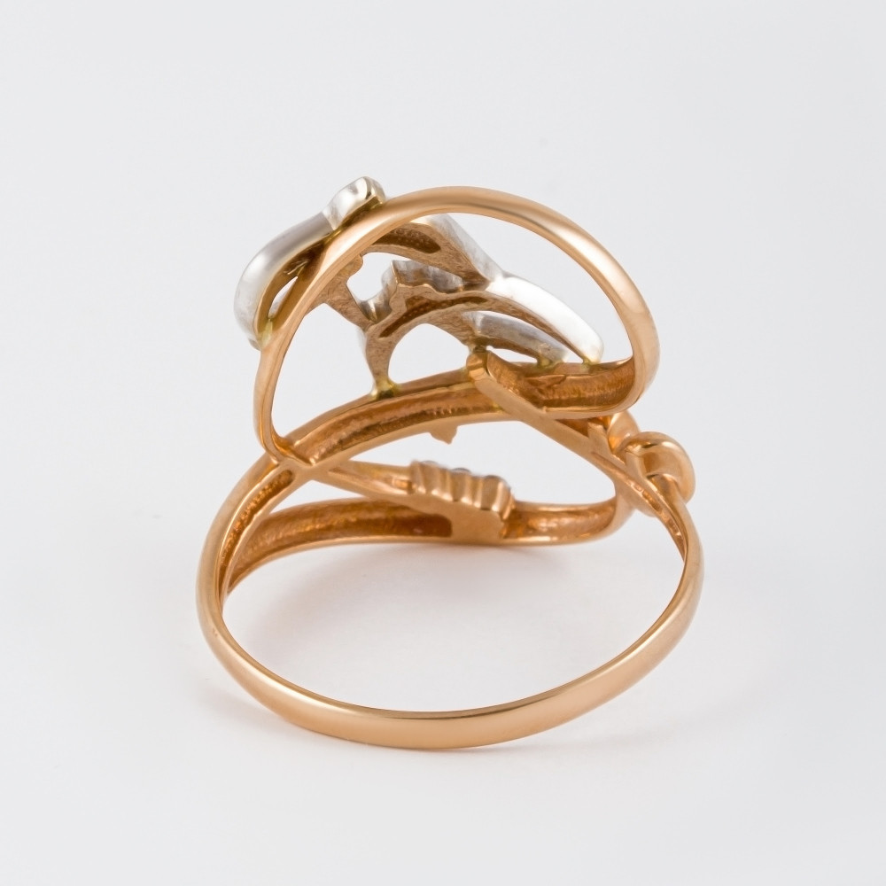 Золотое кольцо Белый бриллиант из красного золота 585 пробы со вставками из драгоценных камней (бриллиант) ЮЗ1-11-0409, размеры от 17.5 до 17.5