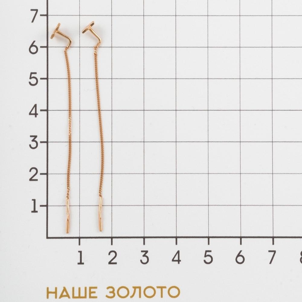 Золотые серьги протяжки Талант из красного золота 585 пробы ТБ19-01-0000-24628