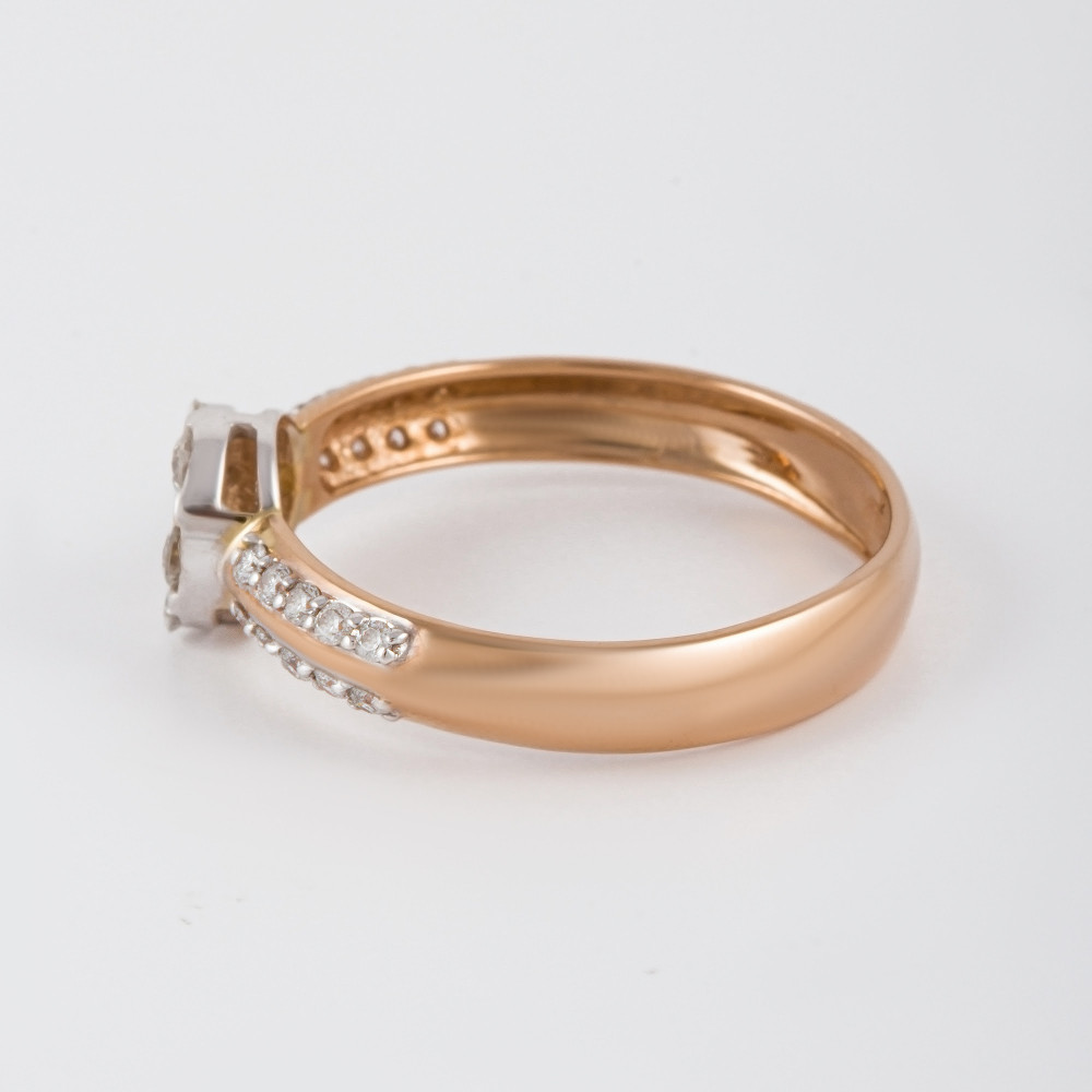 Золотое кольцо Белый бриллиант из красного золота 585 пробы со вставками из драгоценных камней (бриллиант) ЮЗ1-11-0274-101, размеры от 18 до 18