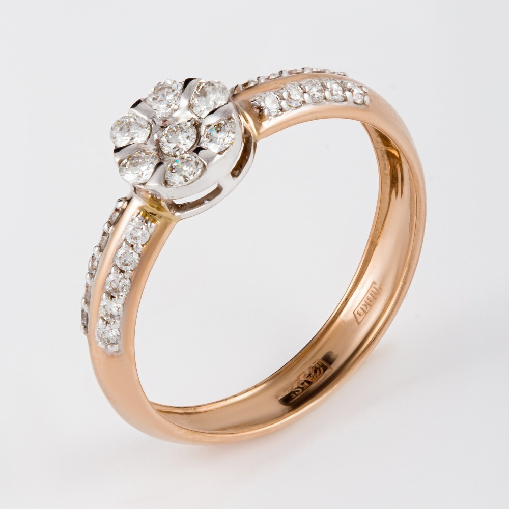 Золотое кольцо Белый бриллиант из красного золота 585 пробы со вставками из драгоценных камней (бриллиант) ЮЗ1-11-0274-101, размеры от 18 до 18