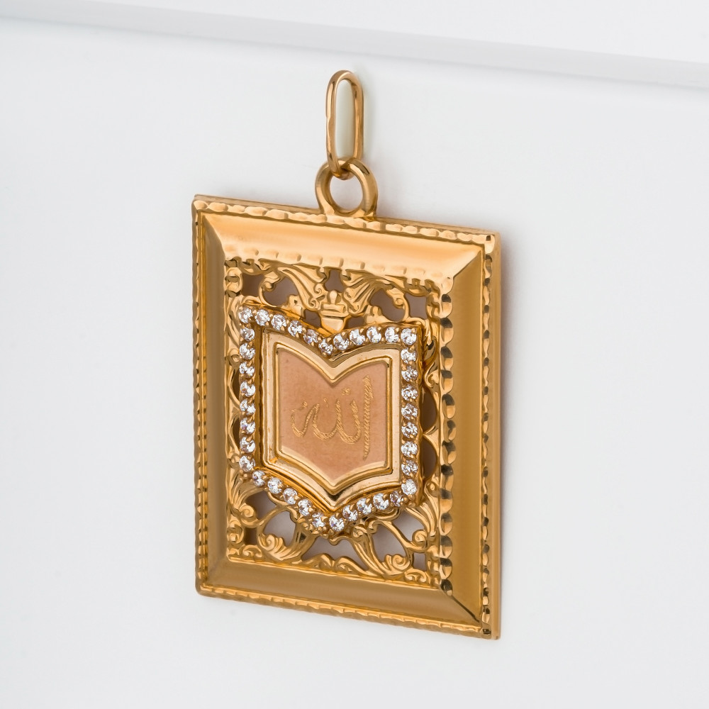 Золотая мечеть Голден глоб из красного золота 585 пробы  со вставками (фианит) ГГКБФ