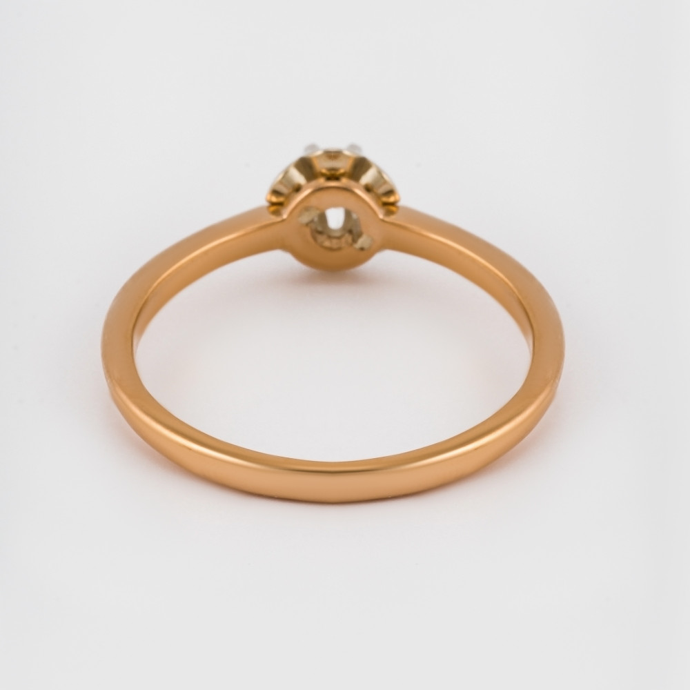 Золотое кольцо New gold из красного золота 585 пробы со вставками из драгоценных камней (бриллиант) НЮ10102015110бр, размеры от 16.5 до 17.5