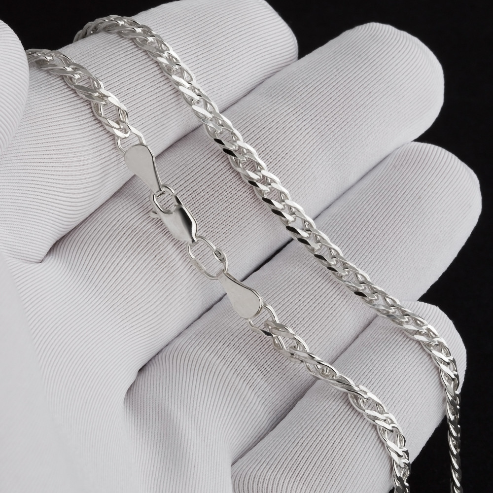 Серебряная цепочка Адамас ромб двойной 040 АСЦР280СА6-С88, размеры от 45 до 65