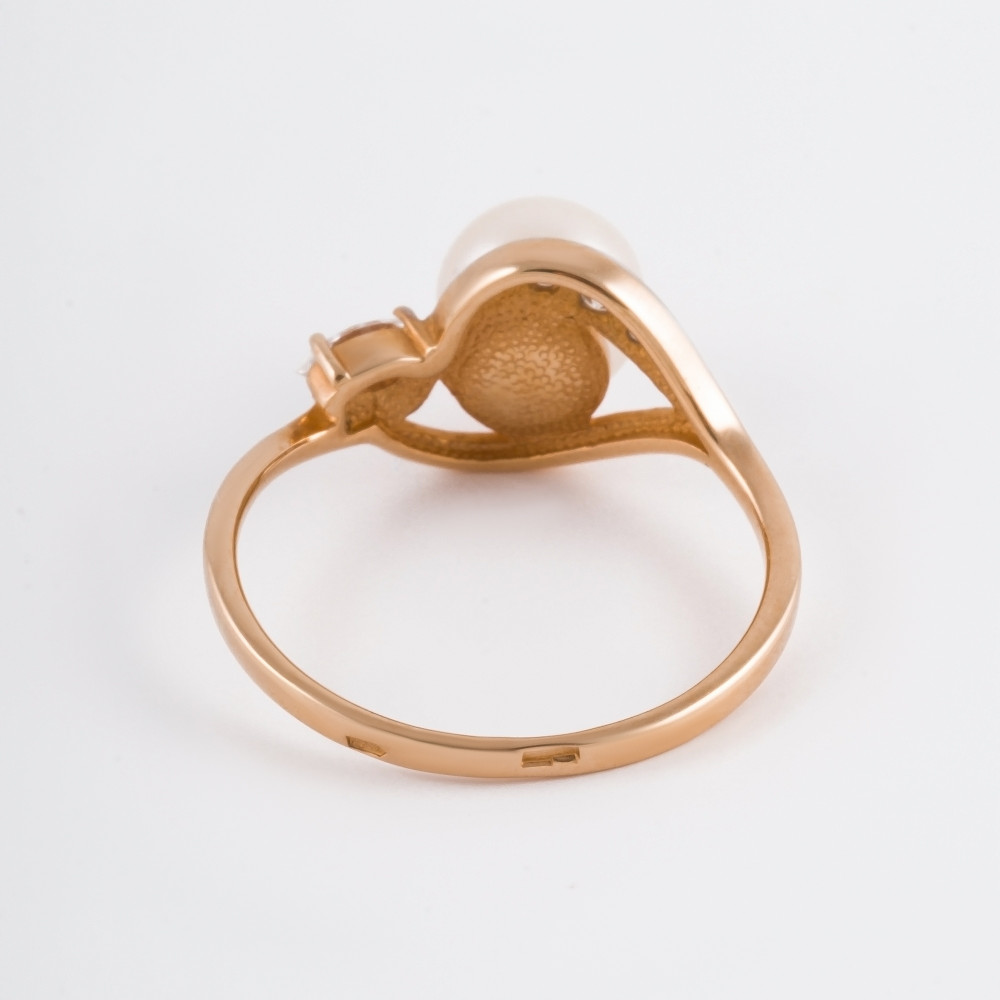 Золотое кольцо Берег из красного золота 585 пробы  со вставками ( и фианит) 2БКЗ5К.1-10.01-1181-01, размеры от 17 до 18.5