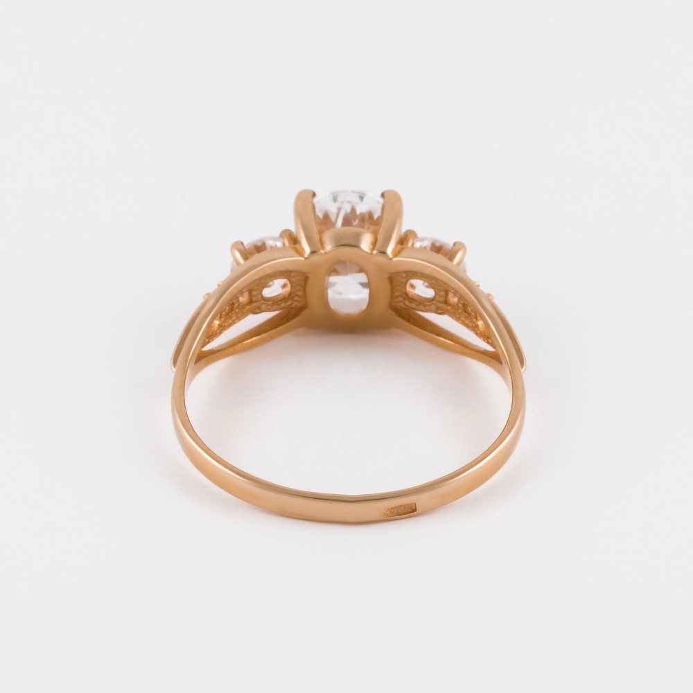 Золотое кольцо Берег из красного золота 585 пробы  со вставками (фианит) 2БКЗ5К-01-0361, размеры от 18 до 18