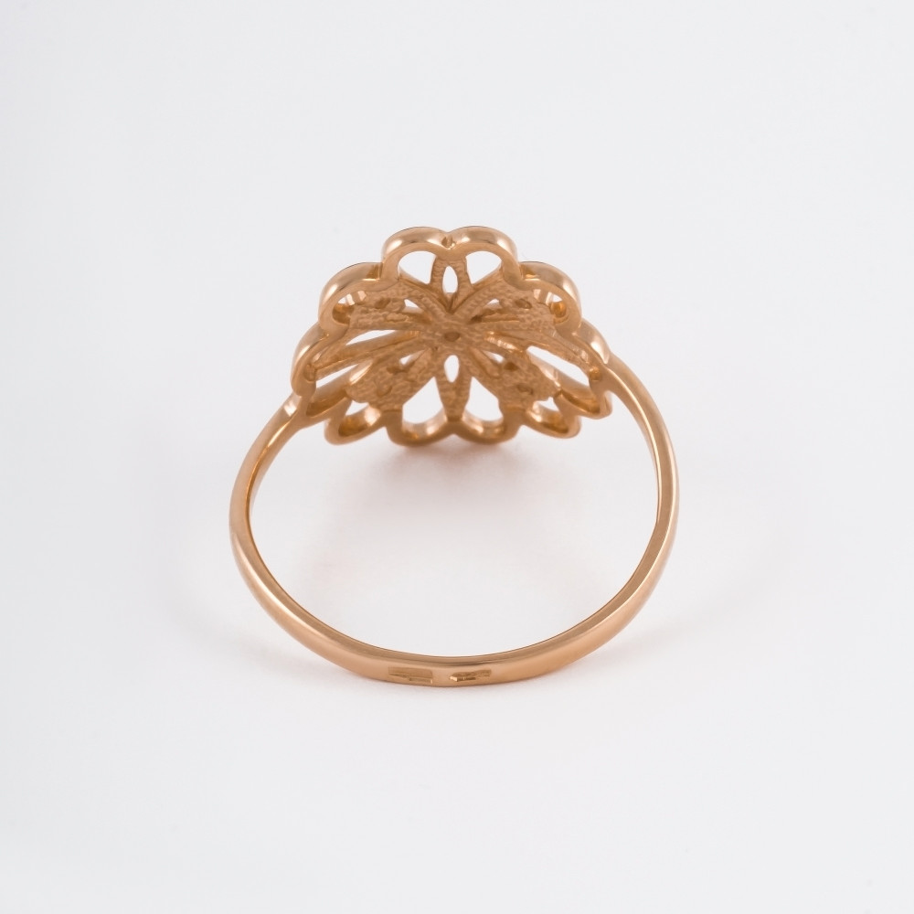 Золотое кольцо Берег из красного золота 585 пробы  со вставками (фианит) 2БКЗ5К-01-1207-01, размеры от 17 до 17.5