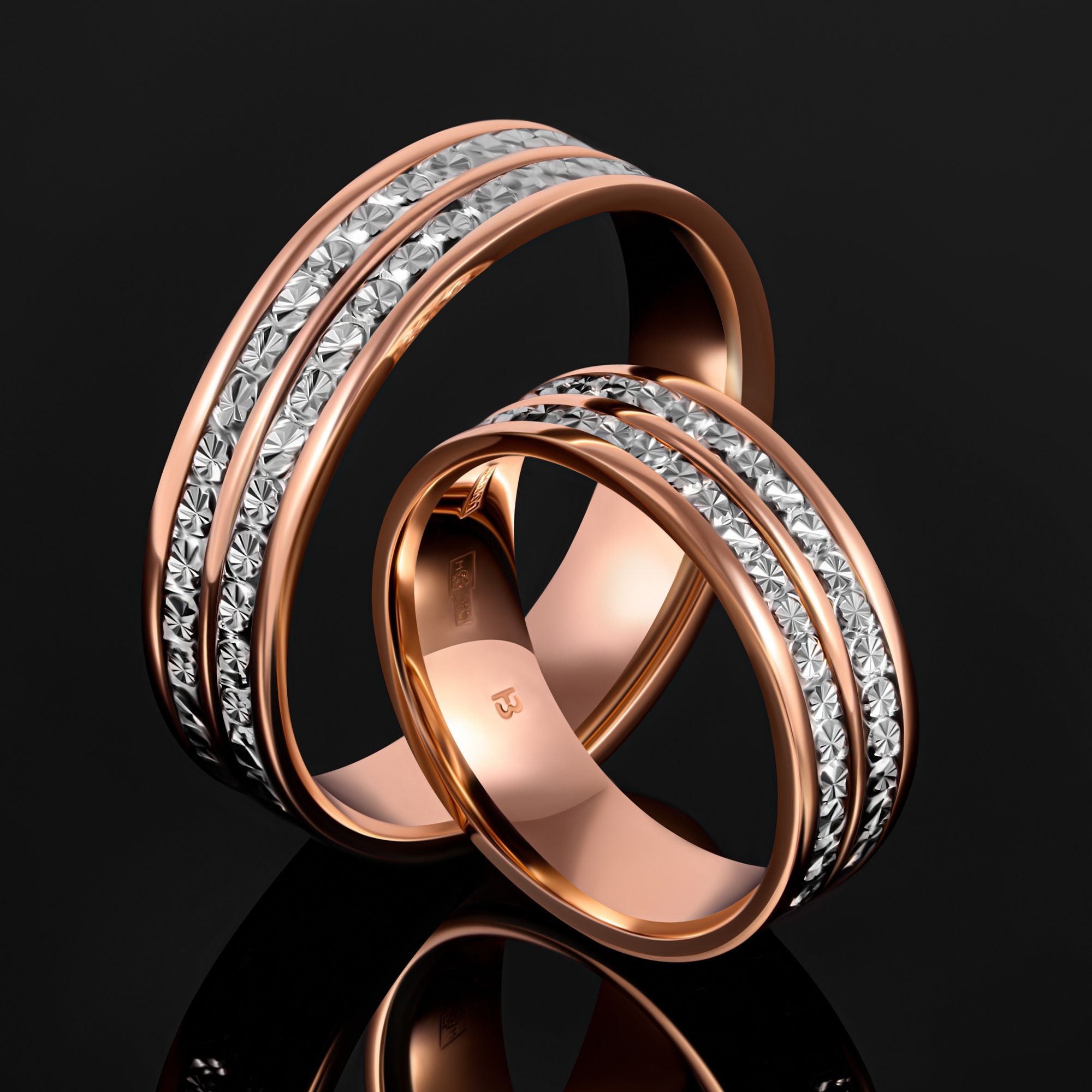 Золотое кольцо обручальное Веско из красного золота 585 пробы 7ВЛВ500КБ
