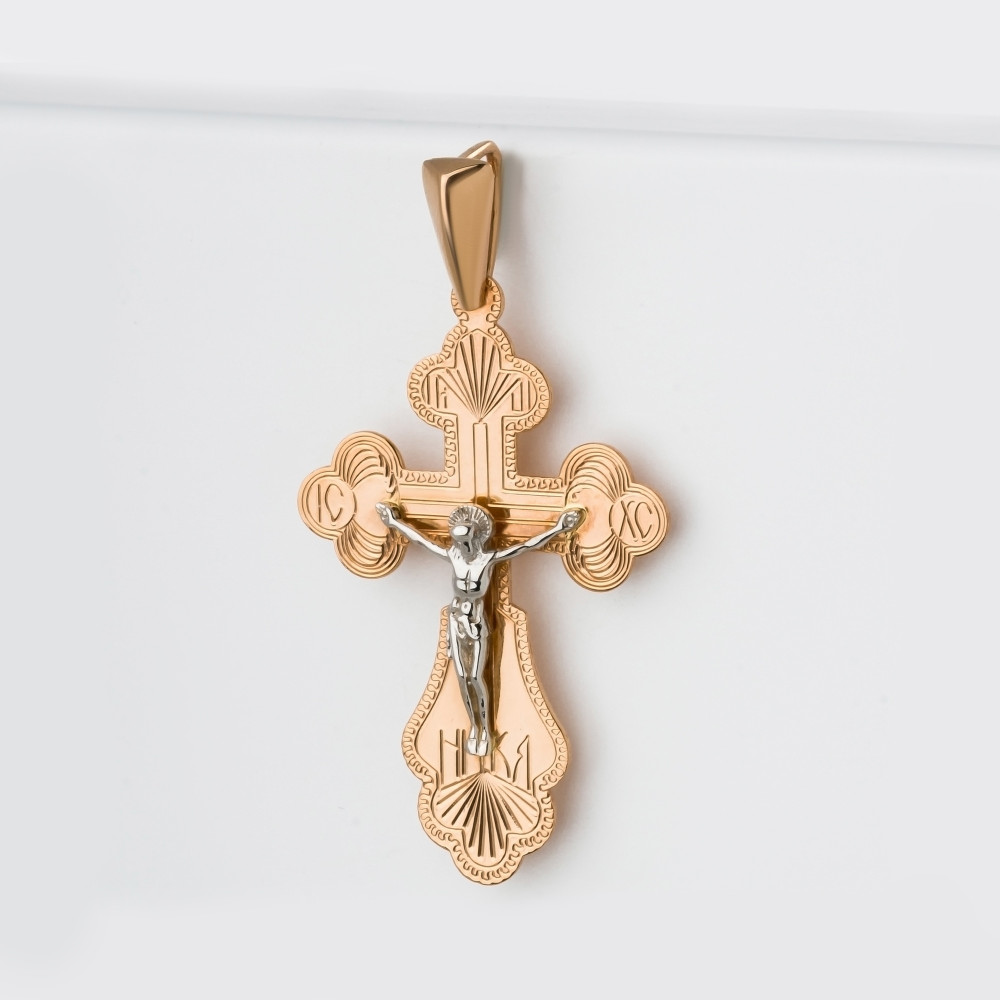 Золота 585 крест. Крестик золотой женский ручной работы необычный.