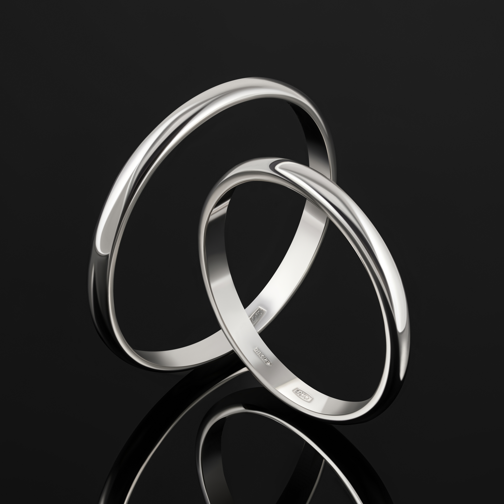 Серебряное кольцо обручальное Золотая подкова ЯВ8287-25С, размеры от 16 до 22.5