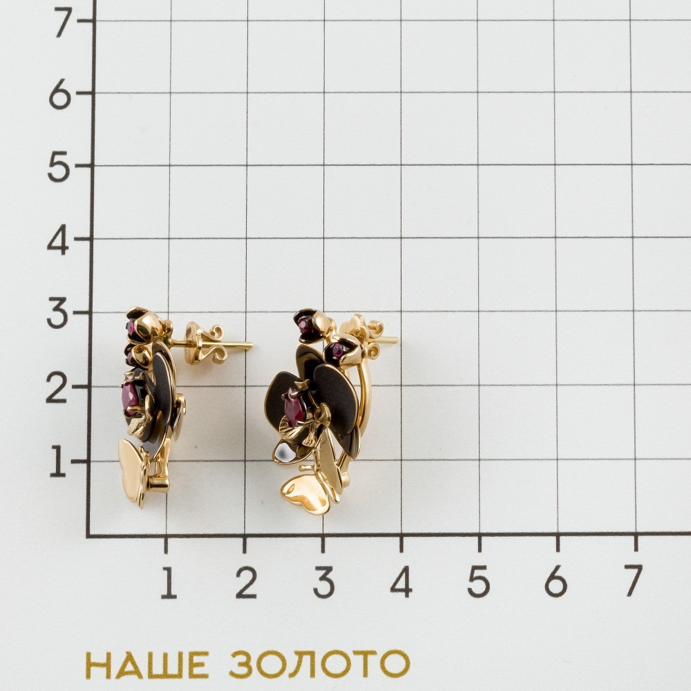 Золотые серьги гвоздики Роберто браво из красного золота 585 пробы РВОРЕ000020-00