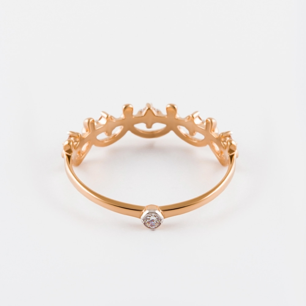 Золотое кольцо Санис из красного золота 585 пробы  со вставками (фианит) СН01-115266, размеры от 15.5 до 16.5