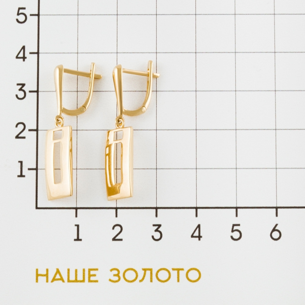 Золотые серьги подвесные Випголд из красного золота 585 пробы ВПСС0950