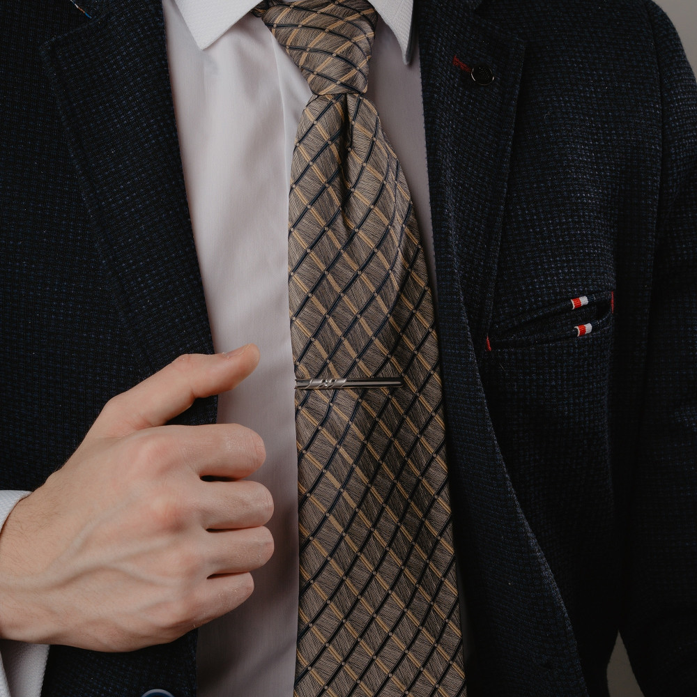 Серебряный зажим для галстука Сильвер  со вставками (фианит) 8С131021