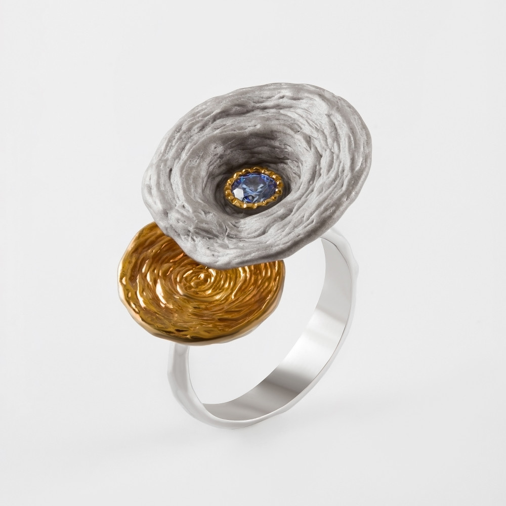 Серебряное кольцо Plata   со вставками (сваровски) ПВР-0148сн, размеры от 18 до 18.75