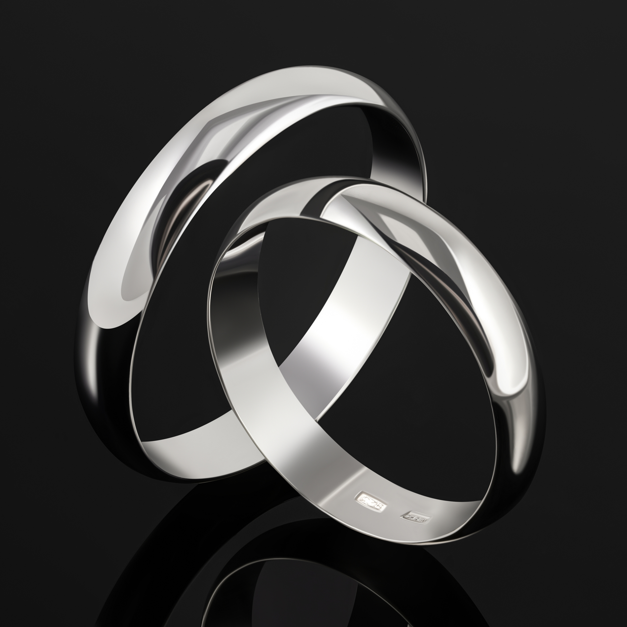 Серебряное кольцо обручальное Золотая подкова ЯВ8287-40С, размеры от 16 до 22.5