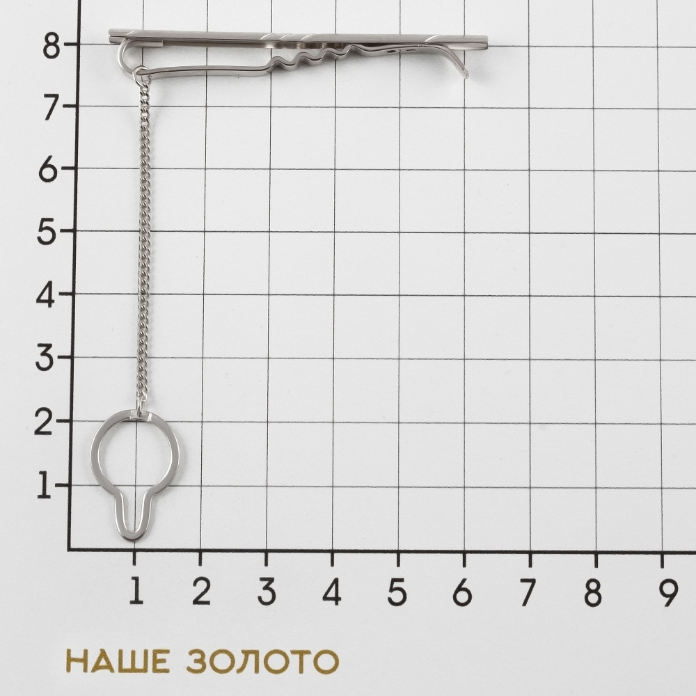 Серебряный зажим для галстука Сильвер  со вставками (фианит) 8С131003