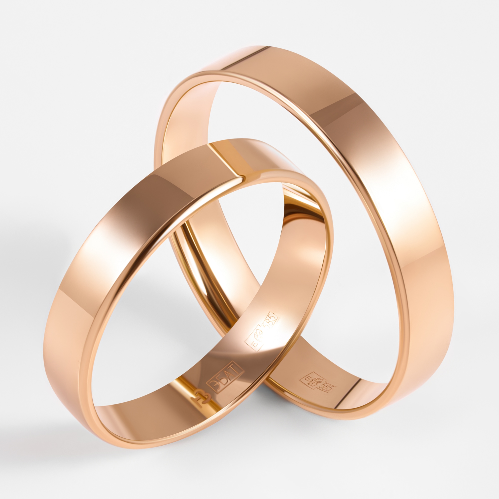 Золотое кольцо обручальное Магнат из красного золота 585 пробы ПЗКЕ17004, размеры от 15.5 до 22.5