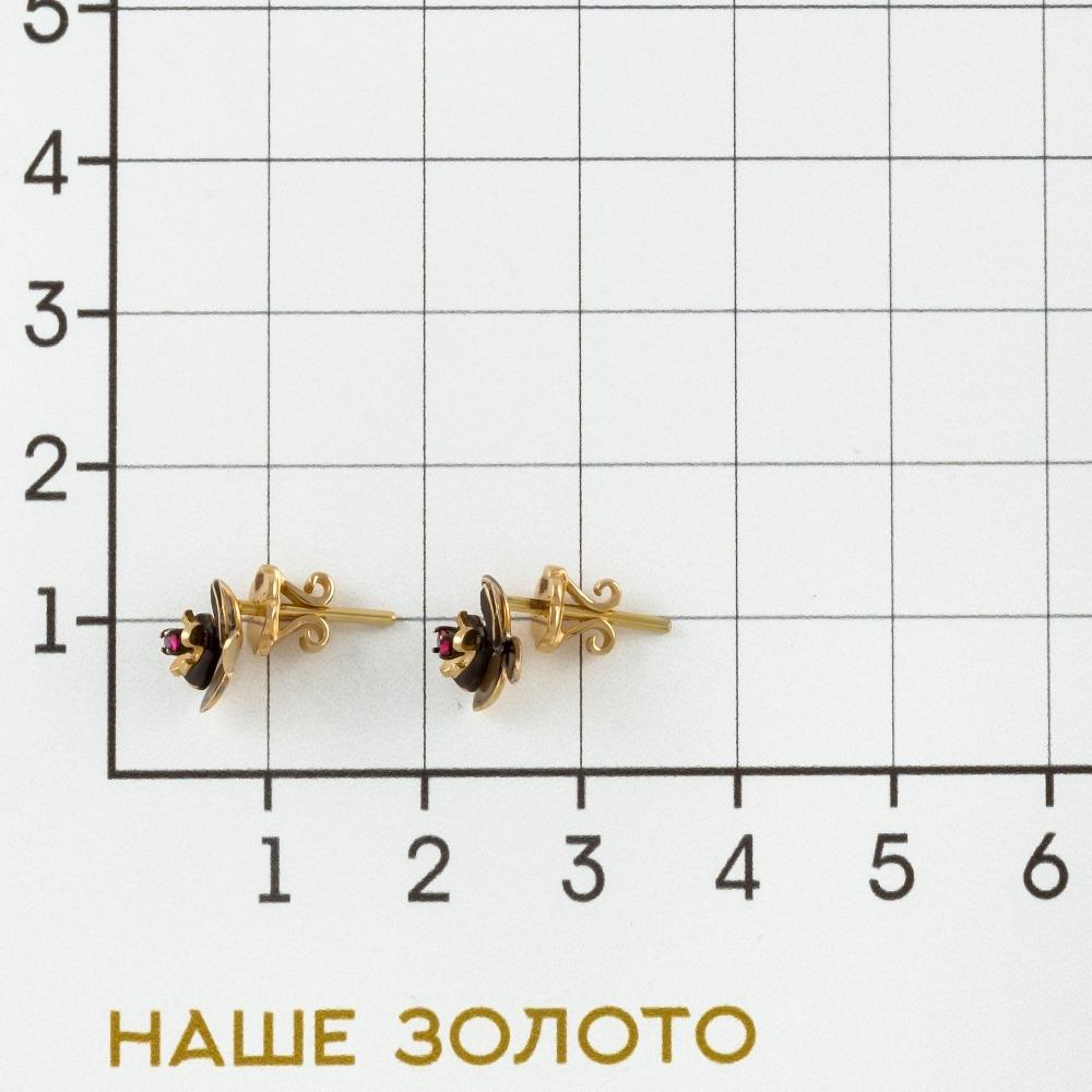 Золотые серьги гвоздики Роберто браво из красного золота 585 пробы РВОРЕ000006-00