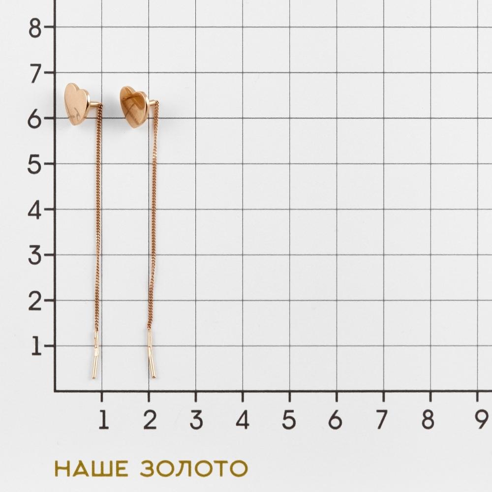 Золотые серьги протяжки Талант из красного золота 585 пробы ТБ1500000026932