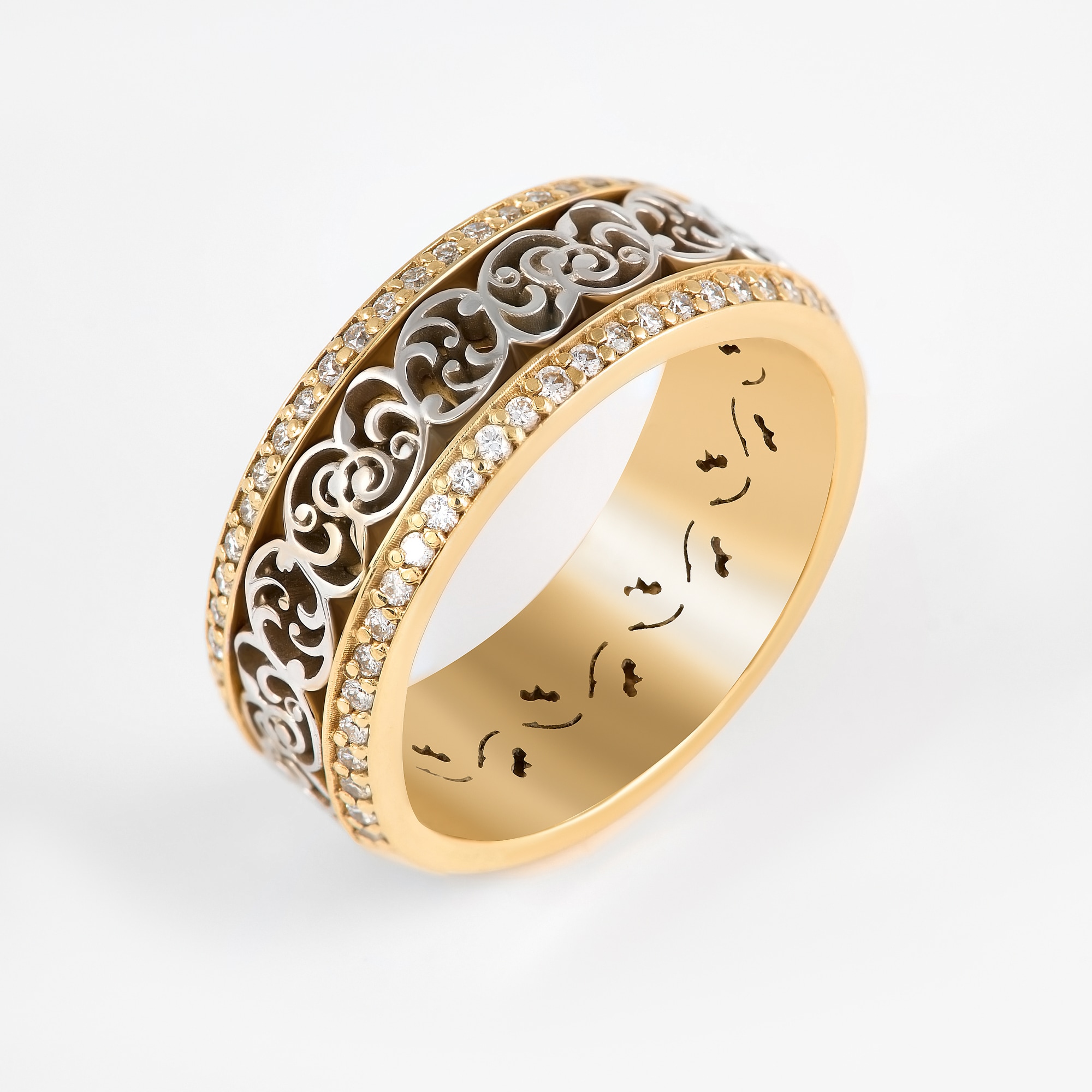 Золотое кольцо обручальное Kota osta из красного золота 585 пробы со вставками из драгоценных камней (бриллиант) КАКО-ОК5ГЖ, размеры от 17 до 17