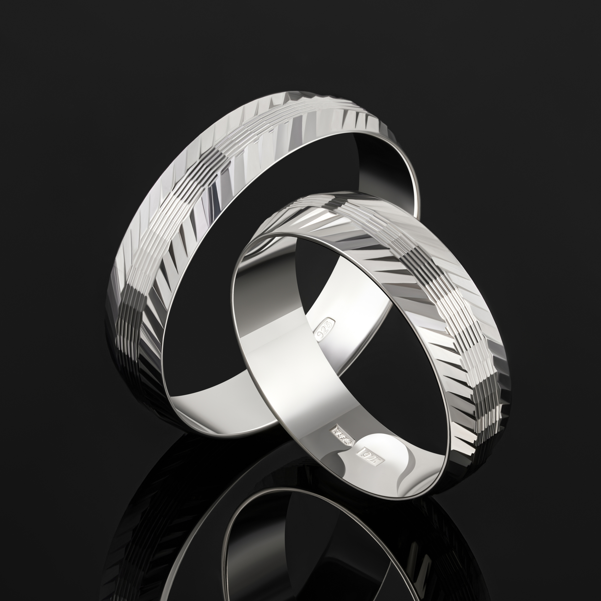 Серебряное кольцо обручальное Золотая подкова ЯВ8287-50/2С, размеры от 16 до 22.5