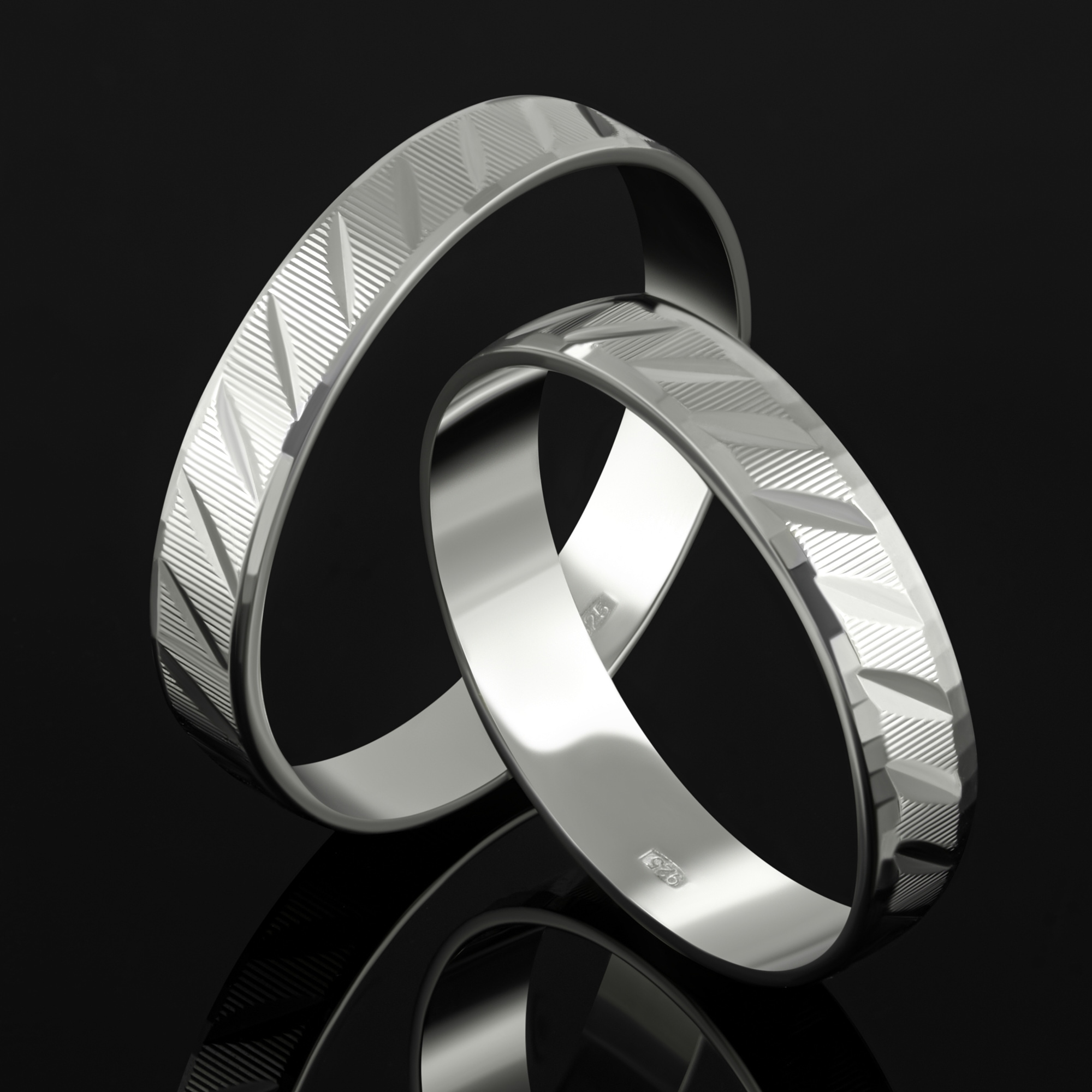 Серебряное кольцо обручальное Золотая подкова ЯВ821423-40/3С, размеры от 16 до 22.5