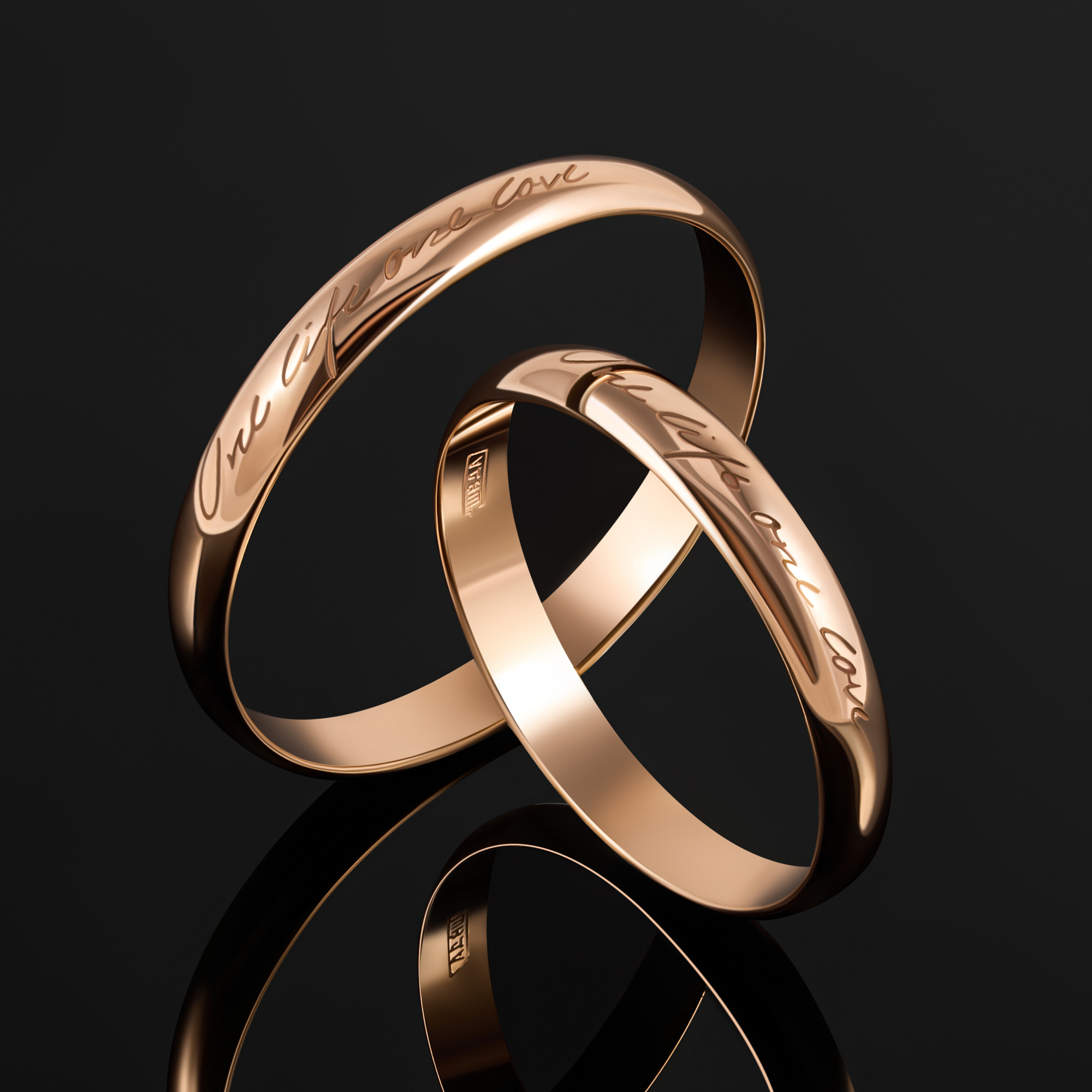 Золотое кольцо обручальное Топаз из красного золота 585 пробы ТЗТ10001012н-3, размеры от 16 до 21