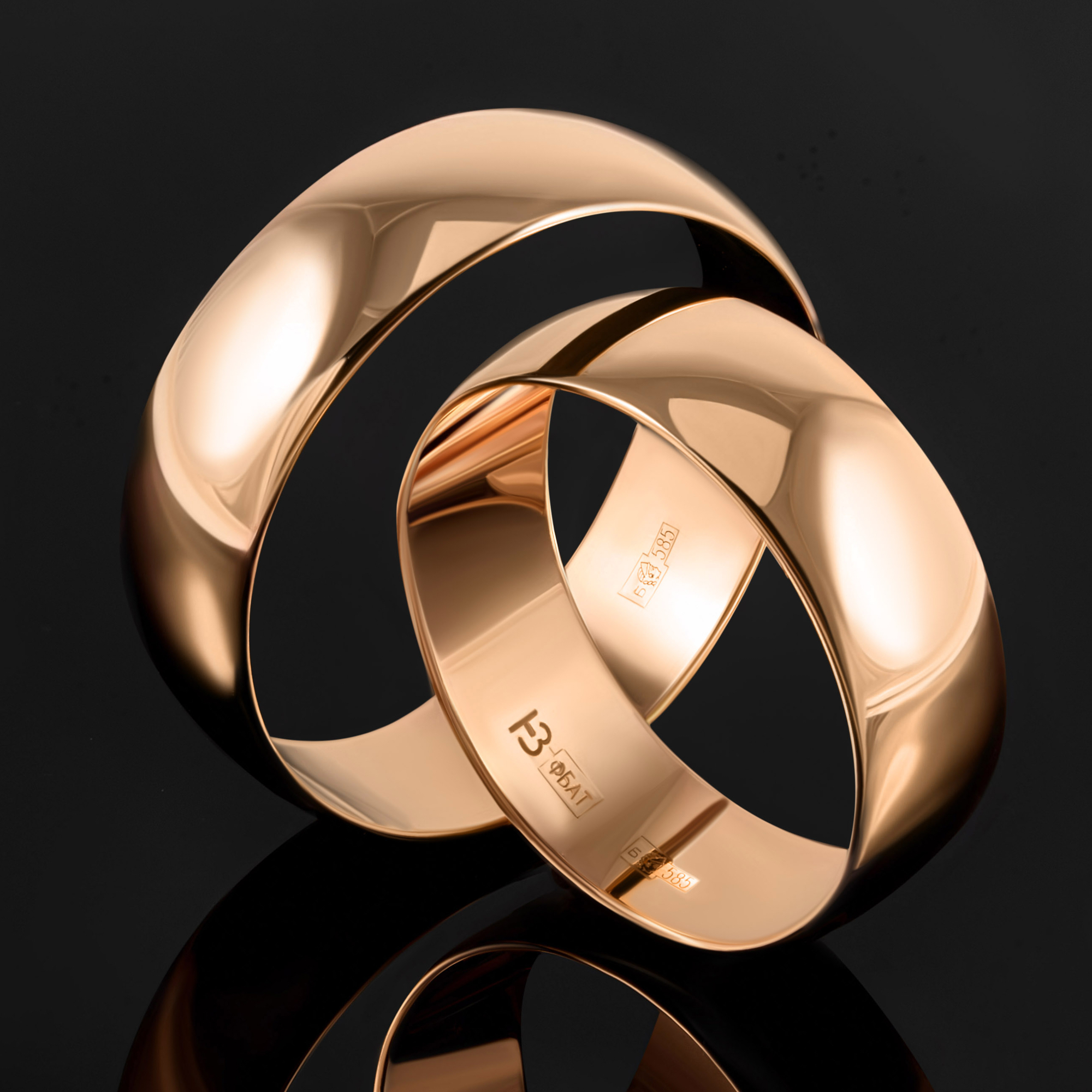 Золотое кольцо обручальное Магнат из красного золота 585 пробы ПЗ17006, размеры от 16 до 22.5