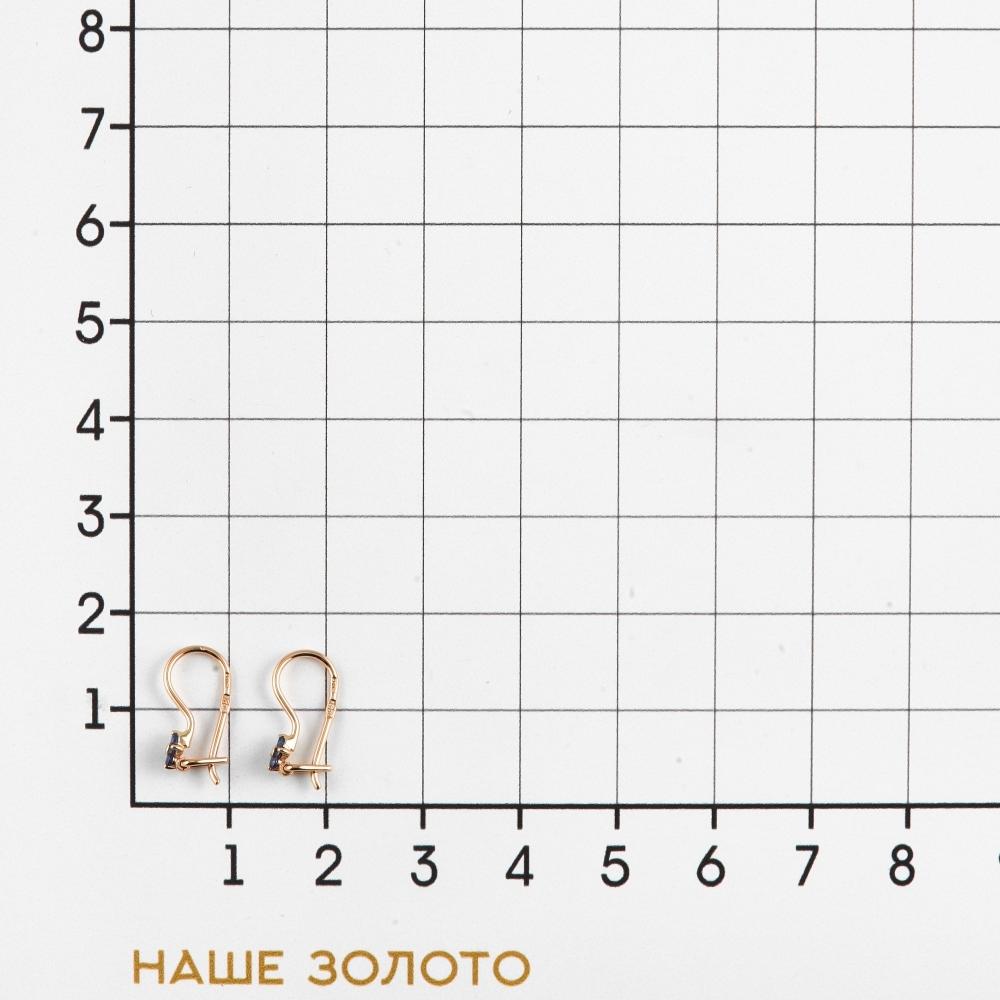 Золотые серьги детские Иллада из красного золота 585 пробы  со вставками (фианит) 2И121178