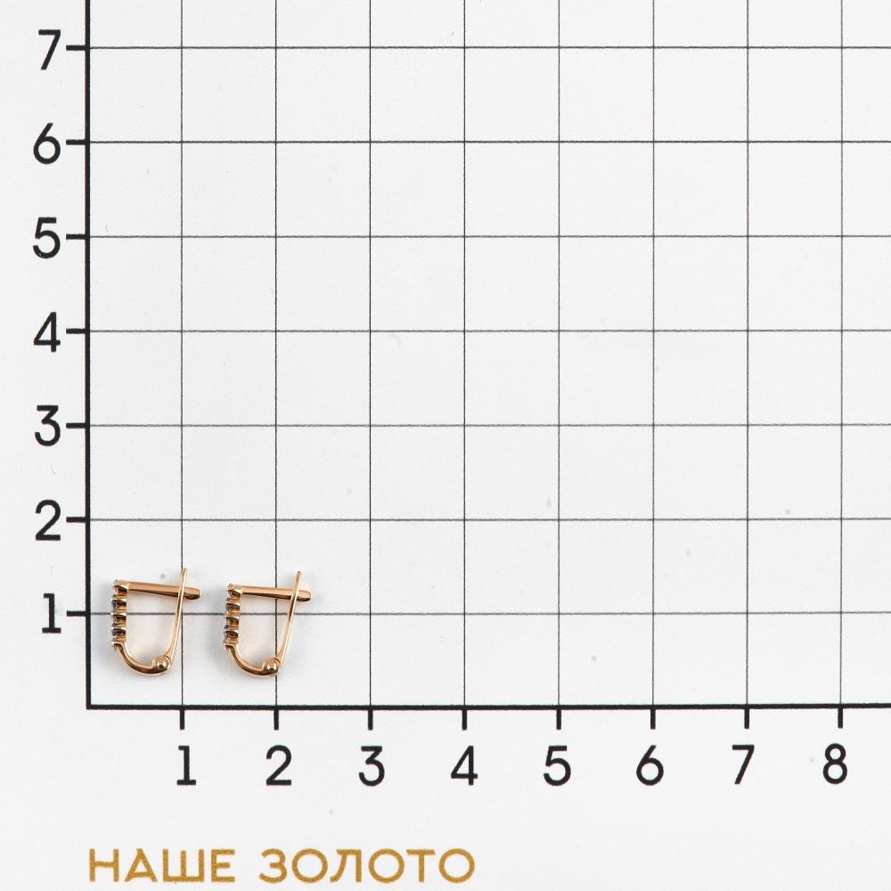 Золотые серьги детские Иллада из красного золота 585 пробы  со вставками (фианит) 2И120218