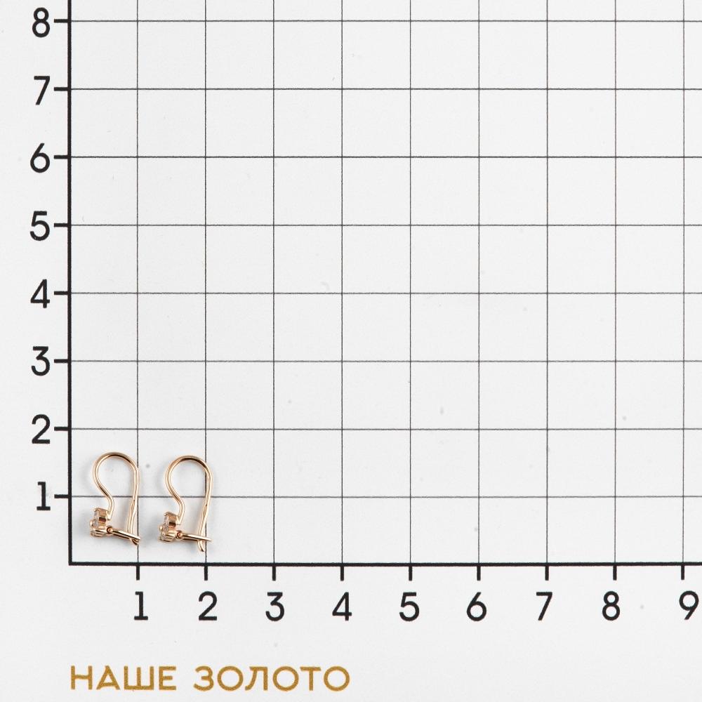 Золотые серьги детские Иллада из красного золота 585 пробы  со вставками (фианит) 2И120292